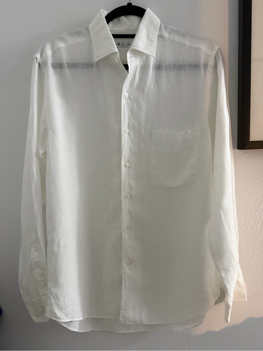 Loro Piana White Linen Long Sleeve Shirt
